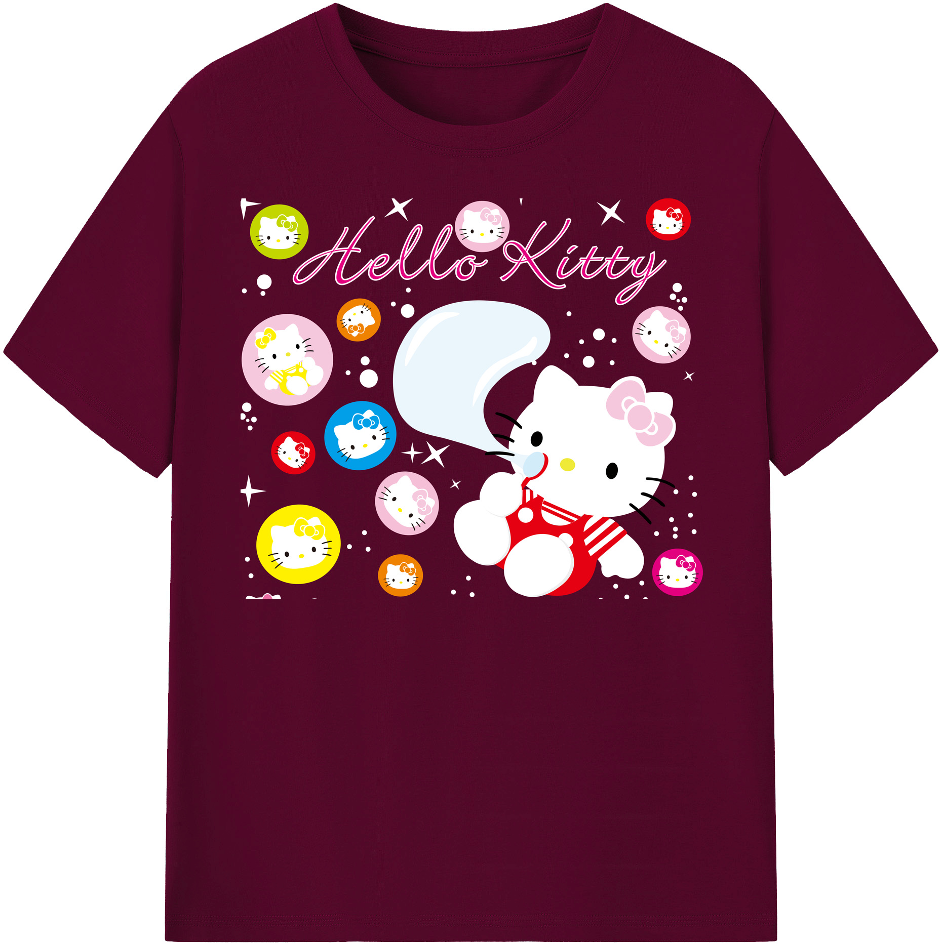 （画像用） Hello Kitty ハローキティ レディースカジュアルプリントTシャツ（綿100％）